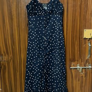 Zara Linen Blend Polkadot Camisole Dress