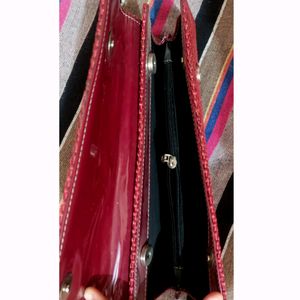 Maroon Clutch Decorated With Stone