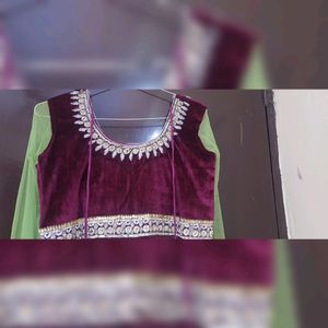 Purple And Green Anarkali Suit