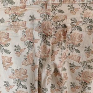 Floral Beige Trouser - 32