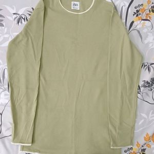 Zara Long Sleeves Sage Green Tshirt