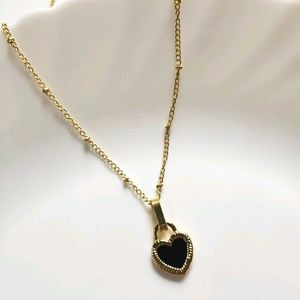 Korean Double Sided Heart Pendant chain Necklace