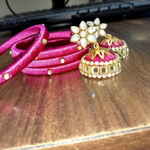 Earrings And Bangles Combo Set