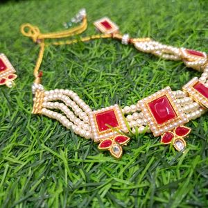 Beautiful Red🔴 And White⚪ Combination In Necklace