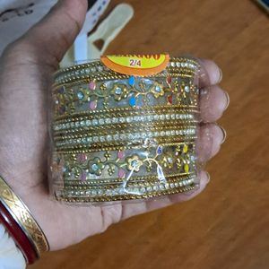 Golden  Bangles 2.4 And 2.6 Size