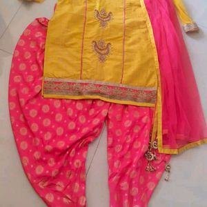 Patiala Suit With Thread Embroidery Work