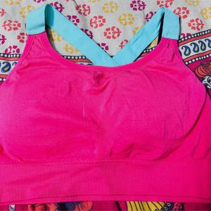 Stylish Pink Color Sports Bra (lighty Padded)