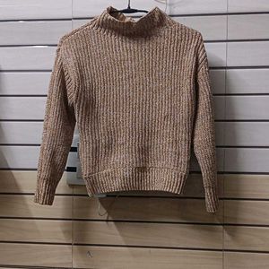 Crop High Neck Knitted Jumper