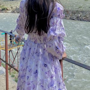 A Purple Floral Flowers Dress