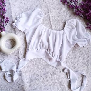 White Tie Up Crop Top