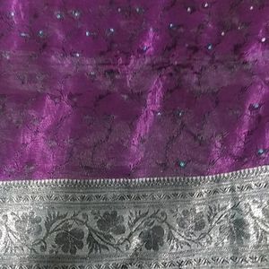 💜💜 Sprakling Pretty Shimmery Purple Vibrant Sari