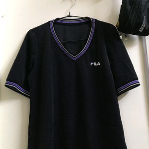 Black Shimmery Fila T-Shirt