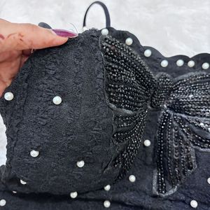 Imported Pinterest Black Padded Bow Cami Top