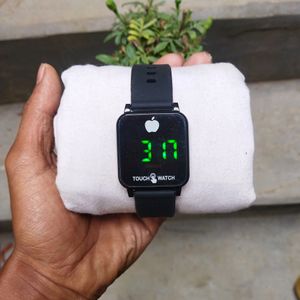 Black Apple Logo Touch Screen Digital Watch