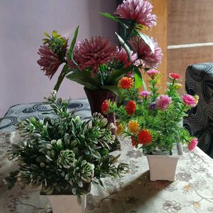 3 Artificial Flower Pots