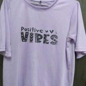 Purple Tshirt With Vibes Print