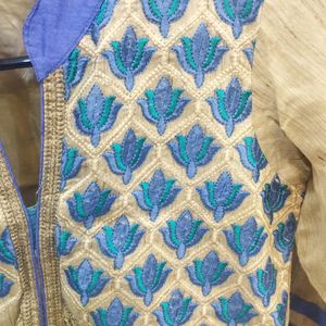 Heavy Embroided Navy Blue And Golden Kurti