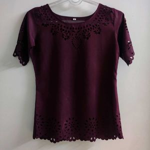 Burgundy/Wine Colour Laser Cut Top