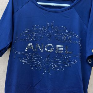 Angel Top Blue Bedazzled