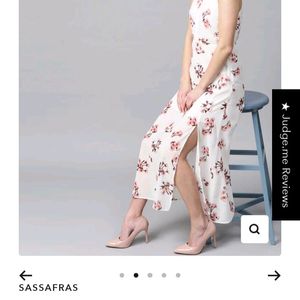 Sassafras Maxi Floral Print Halker Neck Dress