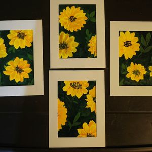 Sunflowers In A Frame : Set Of 4