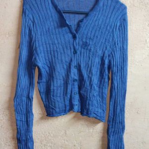 Trendy Winter Fashion Crop Top Cardigan Blue 💙