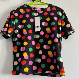 JDY By ONLY Polka Dot Crew Neck Top