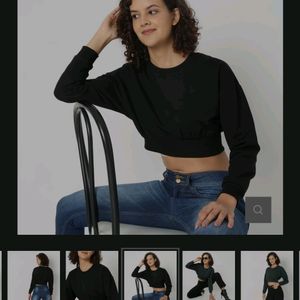 Black Cropped Sweatshirt