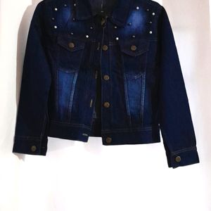 Navy Blue Denim Overcoat For Women