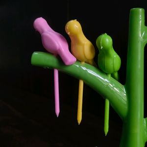 Plastic Fruit Fork with Stand