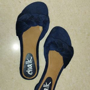 *FLASH SALE* Navy blue Velvet Sliders