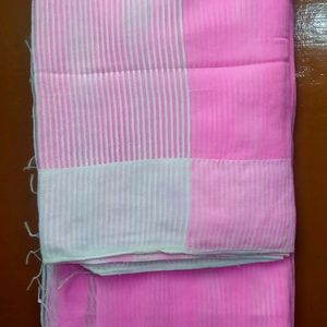 White And Pink Silk Saree