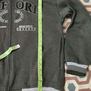 Grey Black Sweatshirt Zipper Hoodie