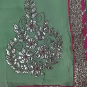 Georgette Handwork Gotapatti Saree, Worn Once