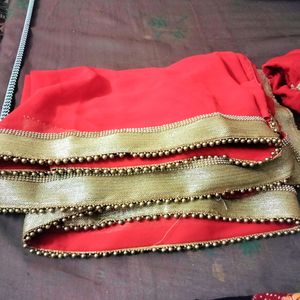 Dark Red Saree With Stitch Blouse