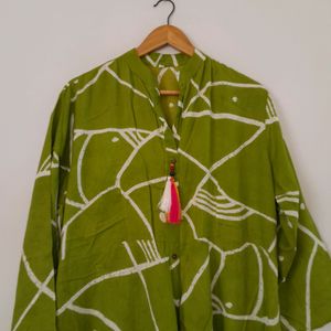 Lime Green Printed Kurta (Women's)