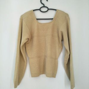 Berrylush Beige Scooped Neck Sweater