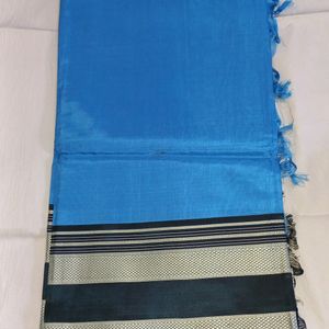 New Plain Silk Blue Saree