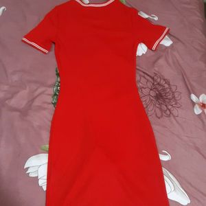 Ribbed Red Dress