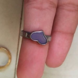 2 Korean Ring Combo Of Purple Heart Design And Sky-blue Diamond