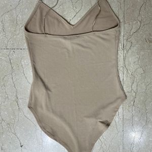 Satin Strap, Nude Colour Camisole Bodysuit