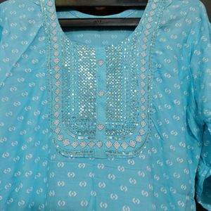 Premium Quality Sky Blue Colour Fancy Kurti