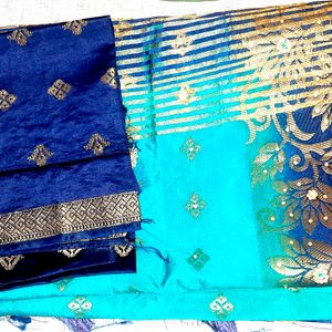 Party Wedding Wear Heavy Golden Design Saree