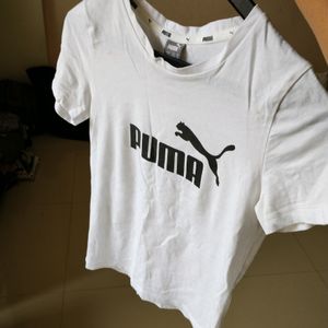 Puma White Slim Fit Tshirt