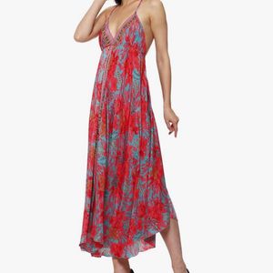 KanhaE Long Bohemian Silk Dress With Open Back