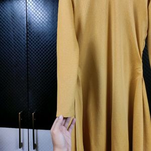 Mustard Ruffle Cross Neck Deatil