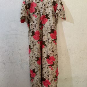 Floral Nighty/ Maxi With Collar