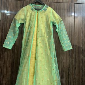 Banarasi Suit With Net Long Koti