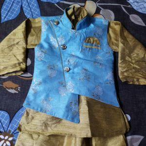 Boys Party Wear Kurta With Nehru Jacket