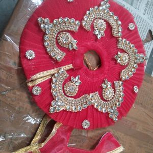 Laddu Gopal Dress in Red Color with Beautiful Turb